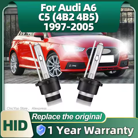 2PCS Upgraded D2S 35W Xenon HID Headlight Bulb 6000K Car Lights For Audi A6 C5 4B2 4B5 1997 98 99 20