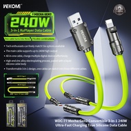 WEKOME WDC-77 3-in-1 240W Ultra-Fast Charging True Silicone Data Cable