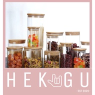 [READY STOCK] Seasoning Bottle, Glass Food Storage Jar, Kitchen Food Containers with Bamboo Lid, Air