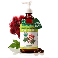 RejuvesCastorOil(16ozGlassBottle)USDACertifiedOrganic,100%Pure,ColdPressed,HexaneFree.BoostHairGrowt