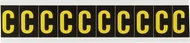 Brady 7890-C, Outdoor Numbers & Letters, 1 1/2" Height x 7/8" Width, Yellow on Black, Legend "C" (1