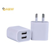 A&W AU Plug Two USB Ports Mobile Phone Charger DC 5V 2A Output Power Adapter Used
