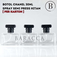 Botol Parfum Chanel 30ML Semi Press Hitam - Botol Parfum Kosong