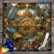 Golden Star Chart Tarot Altar Cloth | Ornate Mechanical Cosmos, Pro - Vibe for High - Level Astrolog
