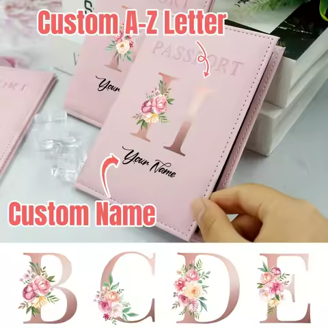 Pink Letter Passport Holder - Customized Name Passport Cover, Personalized Passport Wallet, Tailored