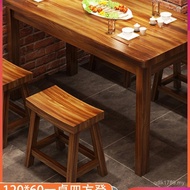 Table Food Cafeteria Barbecue Hot Pot Carbonized Bar Snack Bar Fast Food Solid Wood Hotel Dining Tab