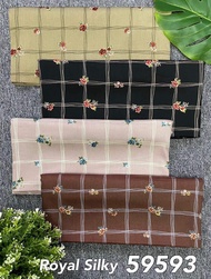 Kain Rayon Royal Silky 59593 Motif Kotak Bunga (Per 1/2M) Bahan Rayon Silky Premium
