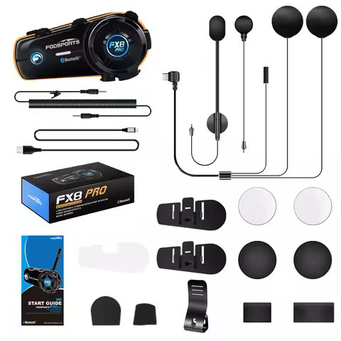 Fodsports FX8 Pro Motorcycle Intercom Bluetooth Helmet Headset,10 Rider 2000M.