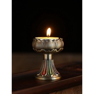 All-Alloy Lotus Style Butter Lamp Holder Low High Feet Three Colors Optional Household Buddhist Hall