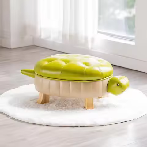Creative Turtle Stool Entrance Hall Solid Wood Foot Stool Children's Room Decoration Ottomans Cartoo