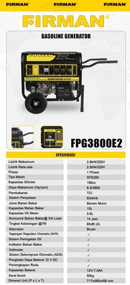 Genset 2500Watt 4Tak FPG3800E2 FIRMAN / Power Generator 2500 Watt 2.5Kw 25Kw FPG 3800 E2 FIRMAN - Ge