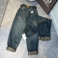 Women's High-Waist Non-stretch Baggy Jeans in 2 Colors, with 93cm Long Pockets to Help Cover Legs We