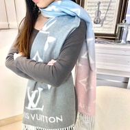 LOUIS VUITTON LV Reykjavik Scarf 漸變羊絨頸巾圍巾 粉藍灰色 M70868