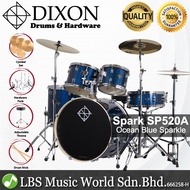 Dixon Spark Drum Set Complete Standard 5 Piece Drum Kit Bundle Misty Gold