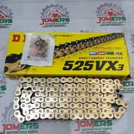DID CHAIN 525VX3-120 X RING TYPE GOLD / SILVER JAPAN FOR 650CC UP ( mel )