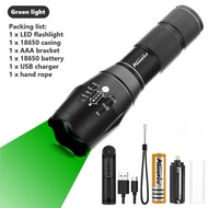 AloneFire E17 Zoom Đèn Xanh Ánh Sáng Đỏ Đèn Xanh Dương Đèn Pin Chiến Thuật Câu Cá Ban Đêm Phát Hiện 