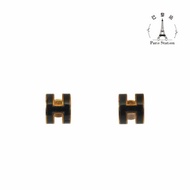 【巴黎站二手名牌專賣店】＊現貨＊HERMES 愛馬仕 真品＊黑色MINI POP H金邊耳環