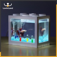 Lovinland Pet ตู้ปลา Illuminated ถังซ้อนทับบล็อกเล็กๆภูมิทัศน์ Micro Seaweed Ball กล่องถัง (สีสุ่ม)