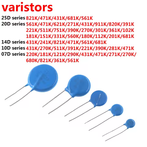 100/50/10/5PCS Subsensitive resistance all series 7D220K 7D270K 7D471K 10d681 10d471 10d431 14d681 1
