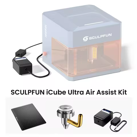 SCULPFUN Air Assist Kit for iCube Ultra Laser Engraver with Cutting Plate , Less than 40dB, low nois