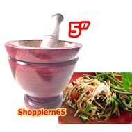 5-Inch Wooden Mortar With Pestle Portable Dormitory Picnic With Solid Wood Som Tam Chili Paste Good Quality