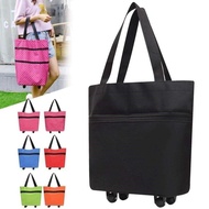 Trolley Bag Foldable Shopping Bag with Wheels Eco-friendly Bag Portable Large Capacity Supermarket Shopping Cart Luggage Trolley Household