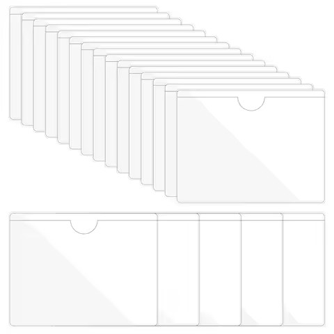 20/30Pcs Self-Adhesive Label Holder Card Pockets Sleeves Label Holder Clear Library Card Holders wit
