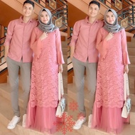 Baju Couple Brukat Elin Dusty Pink Baju Couple Pesta Lebaran Vt