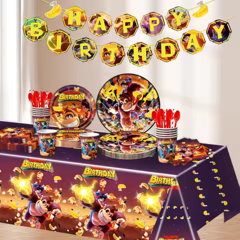 Donkey Kong Birthday Party Decoration Disposable Tableware set Tablecloth Plate Cup Napkin Baby Show