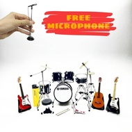 Miniature drum set YAMAHA 1/12 plus Miniature Guitar 3pcs Suitable For Display