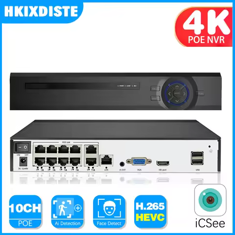 Xmeye 4K 10CH 8CH POE NVR 10Channel Video Recorder For 48V POE 8MP 5MP Security Surveillance IP Came
