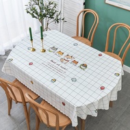 ผ้าปูโต๊ะทรงวงรีผ้าปูโต๊ะอาหาร PVC แบบไม่ต้องซักกันน้ำกันน้ำมันกันร้อนกันลวกผ้าปูโต๊ะน้ำชาใช้ในบ้านแผ่นรองโต๊ะสี่เหลี่ยมผืนผ้า INS