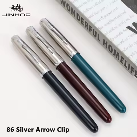Jinhao 86 Fountain Pen Silver Arrow Clip Luxury Elegant Resin Classic Pens 0.5mm Nib Writing Office 