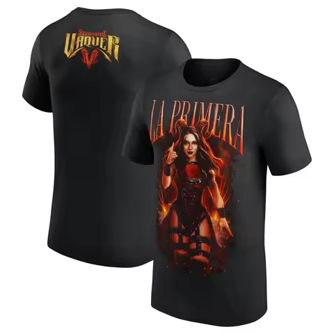 Retro La Primera Stephanie Vaquer Wrestling Graphic T Shirt for Men 100% Cotton Oversized Streetwear
