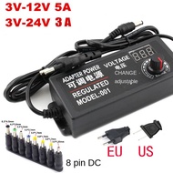 Adjustable Power Supply Adapter AC To DC 3V 12V 3V 24V 9V 24V Universal Adapter with Display Screen 