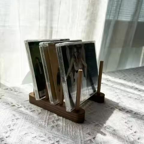 Desktop CD Organization Shelf Solid Wood PS4 Game Storage Shelf Black Record Display Shelf Cd Storag