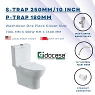 DOCASA 2 Piece P-TRAP 180MM / S-Trap 250MM Washdown WC Water Closet Toilet Bowl with PP Soft Close S