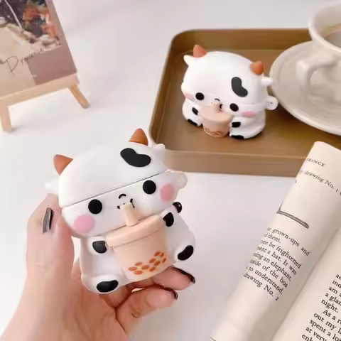 3D Boba Cow Cartoon Case for AirPods Pro 1 2 3 Wireless Earphone Protective Case Cover for Airpods 4
