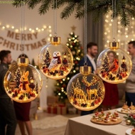 TRENDYSTYLE Glowing Christmas Ball Ornament, Vintage Winter LED Warm Lights Transparent Snow Scene B