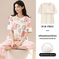 Women's Fashion Three-Quarter Pants Pajamas New Pattern Must-Have With Built-In Foam M-4XL