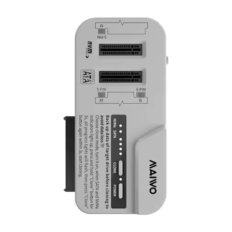 MAIWO 3 Bay Docking Station M.2 NVMe SATA SSD Case & 2.5 3.5 Inch SATA HDD Enclosure Support 30TB/8T