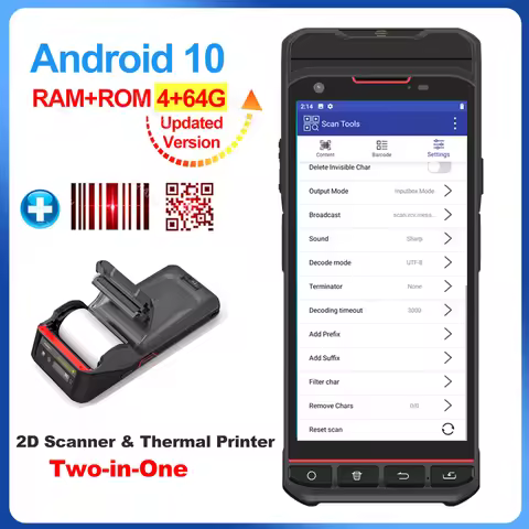 5.5'' Android 10 PDA Built in 2 Inch 58mm Thermal Label & Receipt Printer POS Terminal 2D Honeywell 