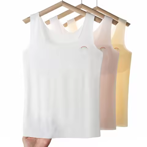 1pcs Girl Seamless Tank Top Kid Ice Silk Camisole Student Comfort Vest Children Soft Undershirt Thin