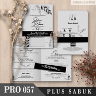 (100 PCS) PRO 057 Lipat 2 Plus Sabuk - Cetak Undangan Grayscale/Hitam Putih Variasi Sabuk Harga Mur