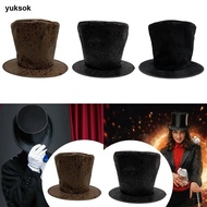 [yuksok] Gothic Funky Flat Top Hat for Men Women Magician Butler Costume Accessory Headwear for Hall