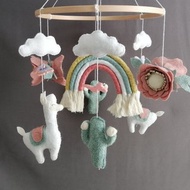 駱駝仙人掌彩虹嬰兒床移動女孩兒童房裝飾，毛氈禮品玩具手工製作