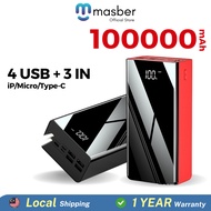 MASBER 100000mAh Original Powerbank Big Capacity Tahan lama Powerbank 4 USB Output 3 input for Andro