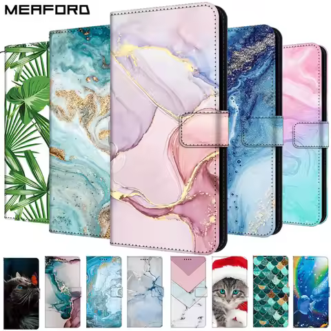 Marble Leather Case For Samsung Galaxy M13 M33 M53 M23 A23 A33 A53 A73 A13 4G 5G Flip Cover Stand Wa