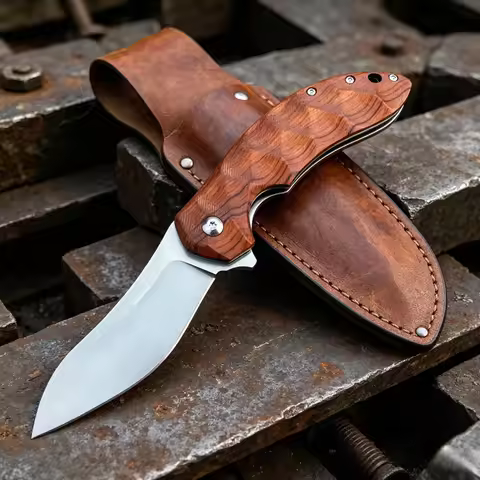 Pocket Knife Rosewood Handle Folding Knife 8Cr13MoV Steel Blade Perfect for Outdoor Camping Knives E