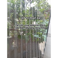 Tấm tôn nhựa poly sóng tròn đầu 8dem rộng 1m07 x dài 2m lấy sáng màu trắng trong.. .